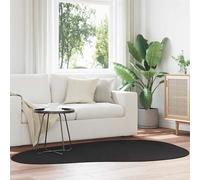 Carpet Black 140 x 200 cm Polyester Non-Slip Medium Pile Foldable Machine Wash.