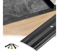 Carpet Cover 90cm/95cm/100cm/110cm/115cm/120cm/130cm Length Screw Aluminium Floor Transition Strip Threshold Trim(Black,120cm/47.2in)
