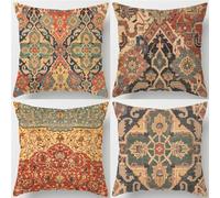 Carpet Cushion Covers 40 x 40cm Sofa Cushions Set of 4 Mandala Cushions Covers 16x16inch Super Soft Throw Pillow Cover with Invisible Zipper Decorative Pillows for Living room Bedroom Home Decor R308