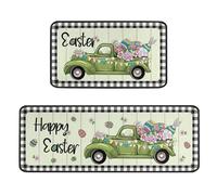 Carpet Easter Floor Mat Two Piece Set with Eggs Kitchen Rugs for Spring Home Enhance your seasonal décor with this two-piece Easter floor mat set featuring cute eggs and # e (A, One Size)