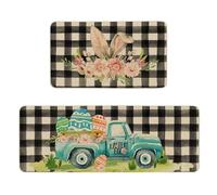 Carpet Easter Floor Mat Two Piece Set with Eggs Kitchen Rugs for Spring Home Enhance your seasonal décor with this two-piece Easter floor mat set featuring cute eggs and # e (C, One Size)