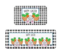 Carpet Easter Floor Mat Two Piece Set with Eggs Kitchen Rugs for Spring Home Enhance your seasonal décor with this two-piece Easter floor mat set featuring cute eggs and # e (D, One Size)