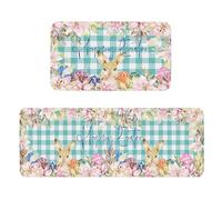 Carpet Easter Floor Mat Two Piece Set with Eggs Kitchen Rugs for Spring Home Enhance your seasonal décor with this two-piece Easter floor mat set featuring cute eggs and # e (E, One Size)