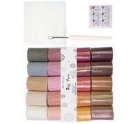 Carpet Embroidery Set with 20 Color Acrylic Yarn Hook Needle Net Fabric Beginner Rug Hooking Supplies for Art Craft Acrylic Wool Rug Hooking Supplies