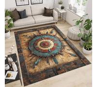 Carpet Faux Cashmere 60x120 cm Exquisite Pattern Feathers Gems Stones Art 3D Print Machine-Washable Rug Reinforced Anti-Slip Backing Perfect for Hallway Period Cottages Reading Nooks Room Accessories