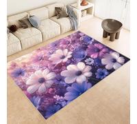 Carpet Faux Cashmere 60x120 cm Exquisite Pattern Flowers PurpleGrass 3D Print Machine-Washable Rug Reinforced Anti-Slip Backing Perfect for Hallway Period Cottages Reading Nooks Room Accessories