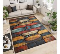 Carpet Faux Cashmere 80x120 cm Exquisite Pattern Feathers Gems Stones Art 3D Print Machine-Washable Rug Reinforced Anti-Slip Backing Perfect for Hallway Period Cottages Reading Nooks Room Accessories