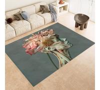Carpet Faux Cashmere 80x120 cm Exquisite Pattern Human Face Flowers 3D Print Machine-Washable Rug Reinforced Anti-Slip Backing Perfect for Hallway Period Cottages Reading Nooks Room Accessories
