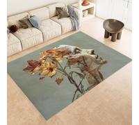 Carpet Faux Cashmere 80x120 cm Exquisite Pattern Human Face Flowers 3D Print Machine-Washable Rug Reinforced Anti-Slip Backing Perfect for Hallway Period Cottages Reading Nooks Room Accessories
