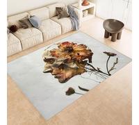 Carpet Faux Cashmere 80x120 cm Exquisite Pattern Human Face Flowers 3D Print Machine-Washable Rug Reinforced Anti-Slip Backing Perfect for Hallway Period Cottages Reading Nooks Room Accessories