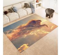 Carpet Faux Cashmere 80x120 cm Exquisite Pattern Lion Clouds Stars Sky 3D Print Machine-Washable Rug Reinforced Anti-Slip Backing Perfect for Hallway Period Cottages Reading Nooks Room Accessories