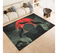 Carpet Faux Cashmere 80x120 cm Exquisite Pattern Raven Moon Totem 3D Print Machine-Washable Rug Reinforced Anti-Slip Backing Perfect for Hallway Period Cottages Reading Nooks Room Accessories