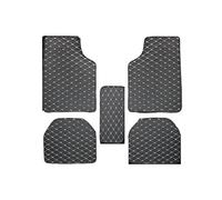 Carpet Floor Mats 5 Pcs Waterproof Leather Car Floor Mats Front Rear Full Coverage Interior Protector Universal For Most Vehicles Set Floor Mat(Black-Beige)