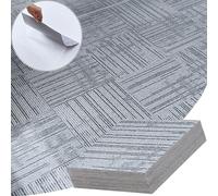 Carpet Imitation Style Self Adhesive Floor Tiles - 30 Pack for 30 sqf (2.79 sqm) | 12x12In (30.5 x 30.5cm) Peel and Stick Flooring | Durable & Easy Clean | Grey Faux Carpet Effect