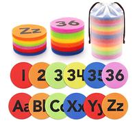 Carpet Markers 62 PCS 4"- 36 PCS Multicolor Numbers (1-36) Spot Markers + 26 PCS Letters (A-Z) Carpet Dots for Classroom, Carpet Marker Spots Circles Dots for Kids, Teachers, Preschool, Kindergarten