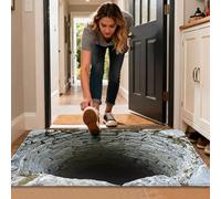 Carpet Mat - Bottomless Abyss Visual Pattern Floor Rug | Optical Trap Doorway, Ground Crack Aesthetic Entrance Way Decorative Accessory With Non Slip Crystal Velvet Backing