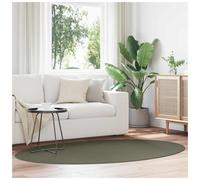 Carpet Oval Forest Green 140 x 200 cm 100% Polyester Non-Slip Foldable IndoorUse