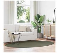 Carpet Oval Forest Green 160x230cm 100% Polyester Non-Slip Foldable Indoor Care.