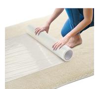 Carpet Protector Film, Transparent Self-Adhesive Floor Protective Roll, Temporary PE Plastic Stairs Protector Film, Water Resistant Floor Dust Sheet Cover for Building Home Construction 60cm*100m
