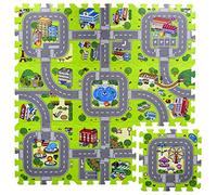 Carpet Puzzle for Children, Made from Eva Rubber Traffic circuit design. 90 x 90 x 1 cm. 9 interchangeable pieces.