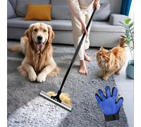Carpet Rake for Pet Hair Removal - Scraper Tool & Broom for Dog & Cat Fur - Pet Hair Broom for Rugs, Furniture - Adjustable Carpet Brush by Okköbi
