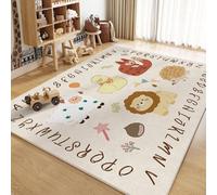 Carpet Rug Non-Slip Washable Children Playmats Floor Carpets Educational Kids Play for Bedroom Playroom Big Boys Girls Room Nursery Area Rugs Alphabet Animal Lion Bear (Beige 1, 50x80cm)