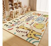 Carpet Rug Rectangle Yellow Washable Children Playmats Floor Carpets Educational Kids Play for Bedroom Playroom Durable Boy Girl Room Nursery Area Rugs Giraffe Elephant Lion (Cream 1, 50x80cm)