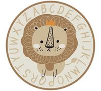 Carpet Rug Round Carpet Nursery Non-Slip Washable Crawling Mat Playmat Floor White Carpets Animal Zoo Pink Rabbit Bedroom Playroom Girl Boy Living Room Area Rug Forest Lion (Brown, 100x100cm)