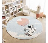 Carpet Rug Round Star Washable Children Playmats Floor Carpets Educational Kids Play for Bedroom Playroom Children's Blue White Boys Girls Room Nursery Area Rugs Tiger Lion (Blue, 80x80cm)