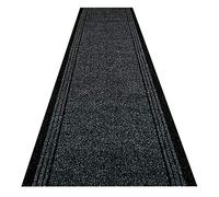 Carpet Runner Black Rubber Backed Non-Slip Very Long Heavy Duty Hallway Hall Narrow Rugs Custom Length - Sydney - Sold and Priced Per Foot (Anthracite, 2ft 2" x 3ft)