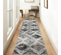 Carpet Runner Rug For Hallway Non Slip Grey Black Carpet Runner 60x220cm Hallway Runne ,Hall Runners Extra Long Corridor Rugs For Kitchen Living Room Extra Large Washable Do Not Fade, Width 40cm-140cm