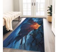 Carpet Runners for Hallway 80x200 cm Extra Long Runner Rugs Blue Non Slip Machine Washable Kitchen Runners for Entrance Living Young AdultsRealistic Canyon & Magma Lava Effect