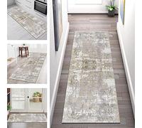 Carpet Runners for Hallways - Long Non-Slip Washable 120X300CM Modern Rug - Grey Abstract Anti-Slip Indoor Floor Mat