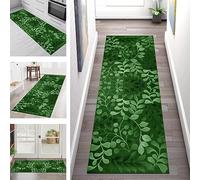 Carpet Runners for Hallways Non Slip Washable Runner Rugs Long Polyester Doormat 100X150CM Kitchen runner Hallway Green Floral Indoor Hall Runners for Bedroom Living Room Entryway Floor Mat by meter