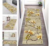 Carpet Runners for Hallways Non Slip Washable Runner Rugs Long Polyester Doormat 40X100CM Kitchen Runner Hallway Green Brown Floral Hall Rug Runners Bedroom Living Room Floor Mat Width 40-120cm