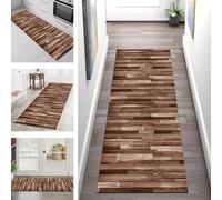 Carpet Runners for Hallways Non Slip Washable Runner Rugs Long Polyester Doormat 40X120CM Kitchen Runner Hallway Brown Wood Grain Indoor Area Rug Runners Bedroom Living Room Floor Mat Width 40-120cm