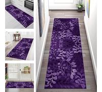 Carpet Runners for Hallways Non Slip Washable Runner Rugs Long Polyester Doormat 40X200CM Kitchen runner Hallway Purple Floral Indoor Hall Runners for Bedroom Living Room Entryway Floor Mat by meter