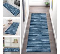 Carpet Runners for Hallways Non Slip Washable Runner Rugs Long Polyester Doormat 40X350CM Kitchen Runner Hallway Blue Wood Grain Indoor Area Rug Runners Bedroom Living Room Floor Mat Width 40-120cm