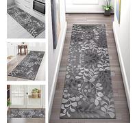 Carpet Runners for Hallways Non Slip Washable Runner Rugs Long Polyester Doormat 50X100CM Kitchen runner Hallway Grey Floral Indoor Hall Runners for Bedroom Living Room Entryway Floor Mat by meter