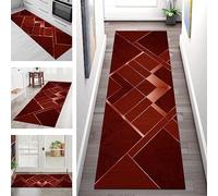 Carpet Runners for Hallways Non Slip Washable Runner Rugs Long Polyester Doormat 50X180CM Kitchen runner Hallway Modern Red Geometric Hall Runners for Bedroom Living Room Corridor Entryway Floor Mat