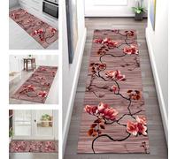Carpet Runners for Hallways Non Slip Washable Runner Rugs Long Polyester Doormat 50X200CM Kitchen Runner Hallway Red Black 3D Floral Hall Rug Runners Bedroom Living Room Floor Mat Width 40-120cm