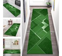 Carpet Runners for Hallways Non Slip Washable Runner Rugs Long Polyester Doormat 60X240CM Kitchen runner Hallway Green Geometric Area Hall Runners for Bedroom Living Room Corridor Entryway Floor Mat