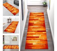 Carpet Runners for Hallways Non Slip Washable Runner Rugs Long Polyester Doormat 60X300CM Kitchen Runner Hallway Orange Yellow Red Area Rug Runners Bedroom Living Room Floor Mat Width 40-120cm