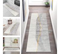 Carpet Runners Rug Long for Hallway Non Slip Washable Light Grey 50X180CM, Modern Large Carpets Runner Anti-Slip Kitchen Corridor Hall Bedroom Living Room Doormat Indoor Floor Mats Width 40cm - 100cm