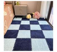 Carpet Squares Plush Puzzle Floor Foam Mat Plush Fluffy Interlocking Carpet Square Tiles Anti Slip EVA Foam Jigsaw Floor Tiles Build A Safe Area For Bedroom Playroom(Light blue+dark blue,50pcs)