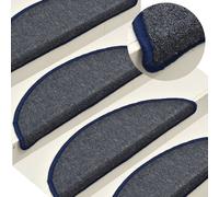 Carpet Stair Treads 15 pcs 100% PP Tufted Dark Grey & Blue Non-Slip 56x17x3 cm.