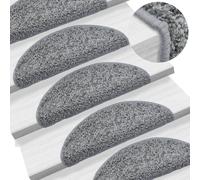Carpet Stair Treads 15 pcs Grey 56x17x3cm 100% PP Tufted Non-Slip Washable Extra