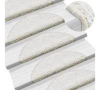 Carpet Stair Treads 15pcs White 56x17x3 cm 100% PP Tufted Non-Slip Washable 20mm