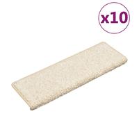 Stair Mat Set 10-piece set 65x21x4cm Brown Needle-Punched PP Non-Slip Washable