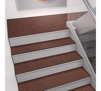 Carpet Stair Treads, Indoor Non-Slip Stair Runner Carpet, Self-Adhesive Stair Carpet For And Elders, 100% Polyester,Brown,5pcs 30 * 100cm